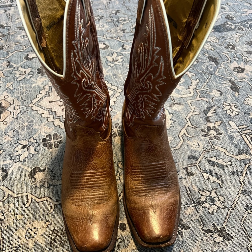 Nocona Boots Brown Leather Cowboy Boots - Picture 3 of 13